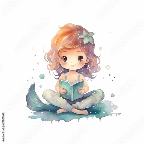 little mermaid sitting on the water