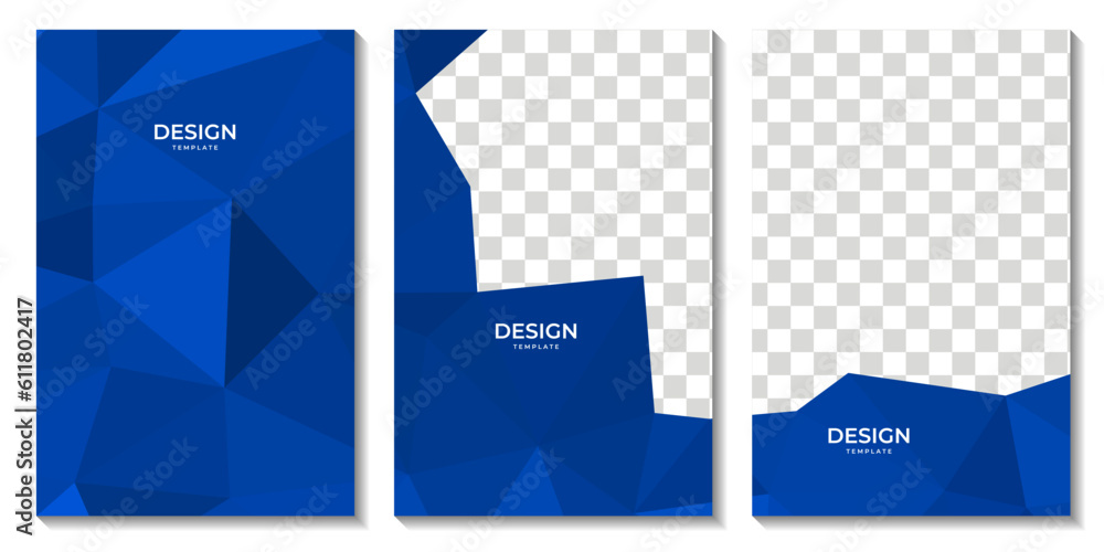 set of flyers abstract blue triangles background with copy space area for business