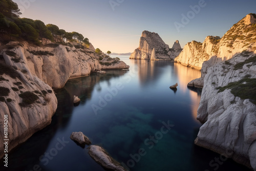 A beautiful landscape of the Calanques in France, created using AI generative technology 