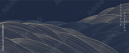 Abstract background in oriental style. Chinese new year banner. Line pattern with Japanese pattern vector. Wavy shapes in oriental template. Mountain layout design.