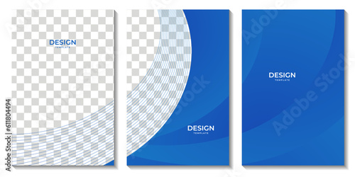 set of flyers abstract blue wave gradient background with copy space area for business