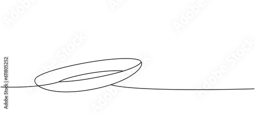 Ceramic plate one line continuous drawing. Kitchen tools continuous one line illustration. Vector minimalist linear illustration.
