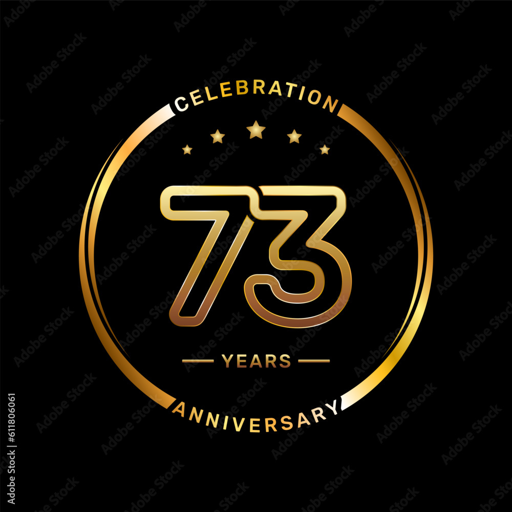 73th anniversary logo with double line number style and gold color ring, logo vector template 73th anniversary logo with double line number style and gold color ring, logo vector template