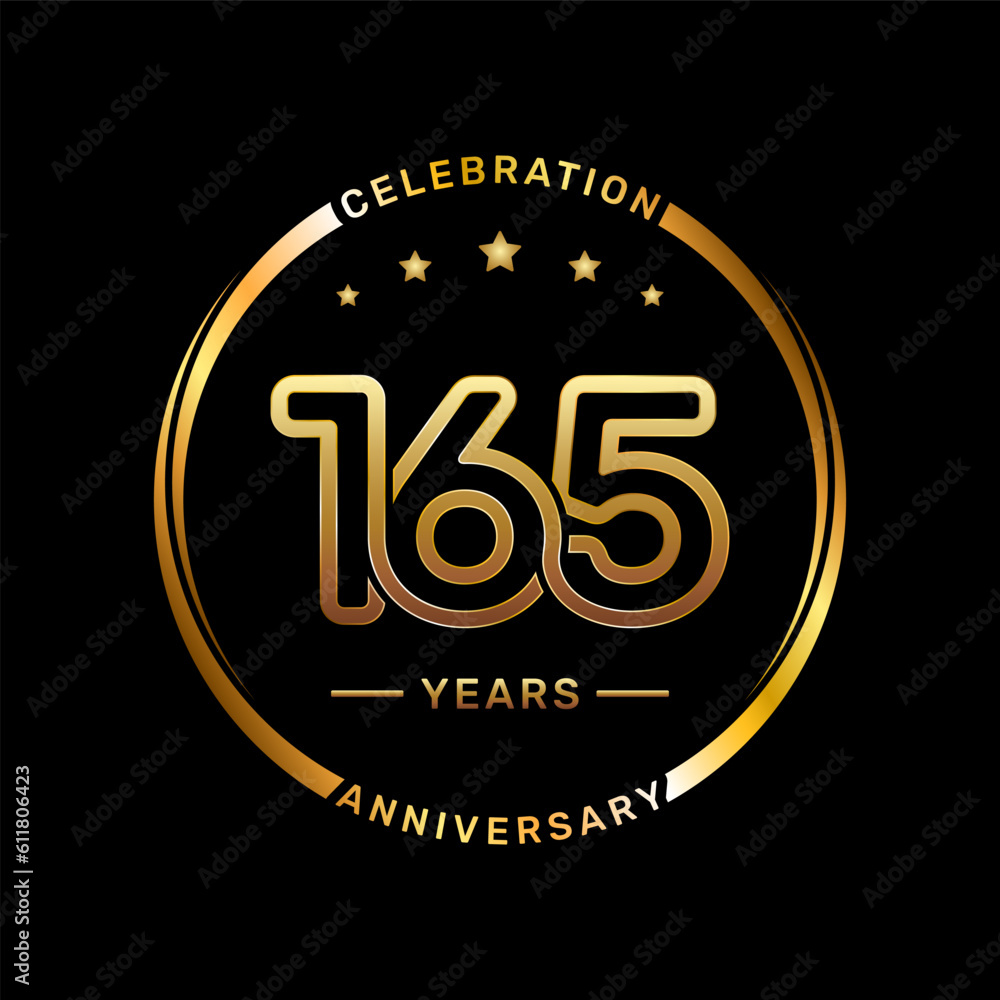 165th anniversary logo with double line number style and gold color ring, logo vector template 165th anniversary logo with double line number style and gold color ring, logo vector template