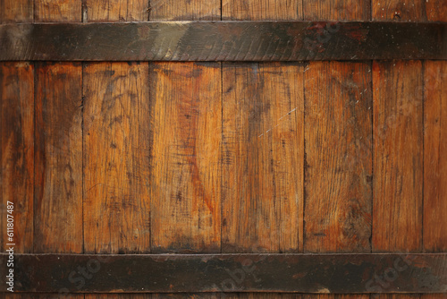 Quadro su tela Texture of wooden barrel as background, closeup