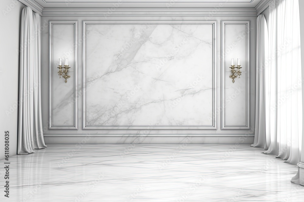 Background with white carpet and white marble wall texture that is appropriate for product, display, and mockups. Generative AI Background with white carpet and white marble wall texture that is appropriate for product, display, and mockups. Generative AI