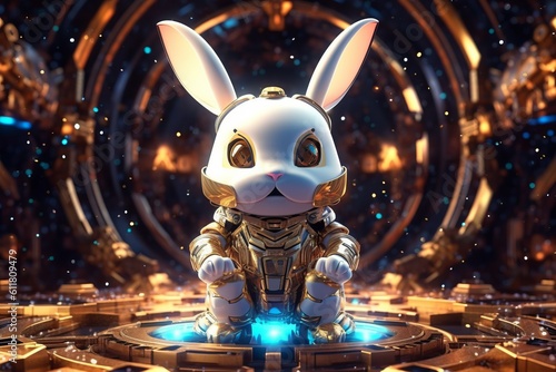 A digital rabbit from artificial intelligence represents future technology, medical care and big data, etc.