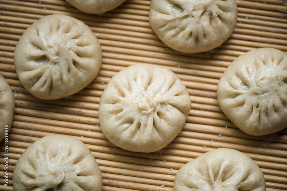 Homemade steamed stuffed buns. Delicious baozi, Homemade steamed stuffed buns. Delicious baozi,
