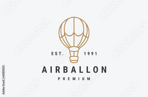 Air ballon logo vector icon illustration hipster vintage retro .