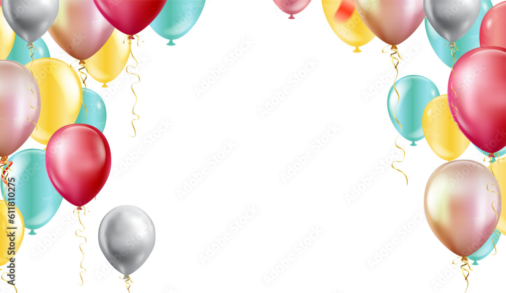 Colorful balloons Vector illustration of party background with confetti ...