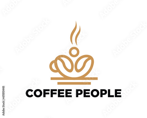 Coffee people logo design concept template vector