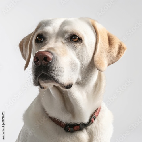 portrait of a retriever dog looking up