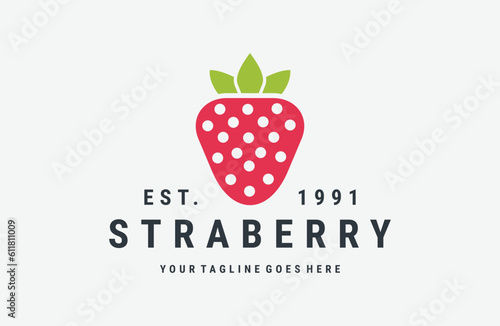 Strawberry logo vector icon illustration hipster vintage retro .