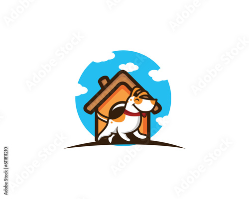 Dog havefun house logo mascot cartoon