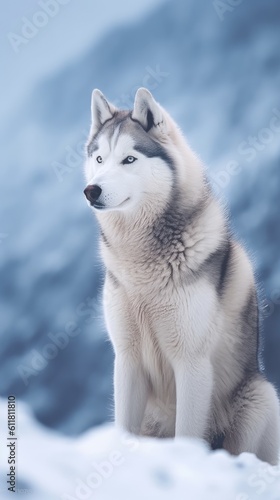 husky in snow