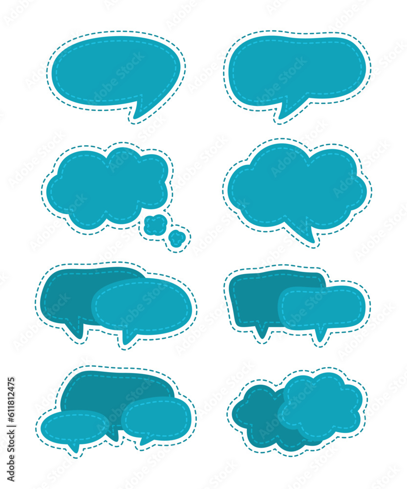 Set of Blue Speech Bubble Icons for Design Element
