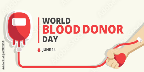 world blood donor day Background with blood bag and love hearth line. Suitable to place on content with that theme. Vector file every object is on separated layer