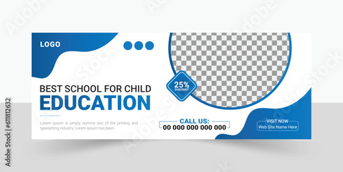 Kids School Admission Facebook Cover Template Design. Educational Cover, Social Cover.