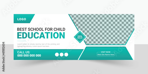 Kids School Admission Facebook Cover Template Design. Educational Cover, Social Cover.