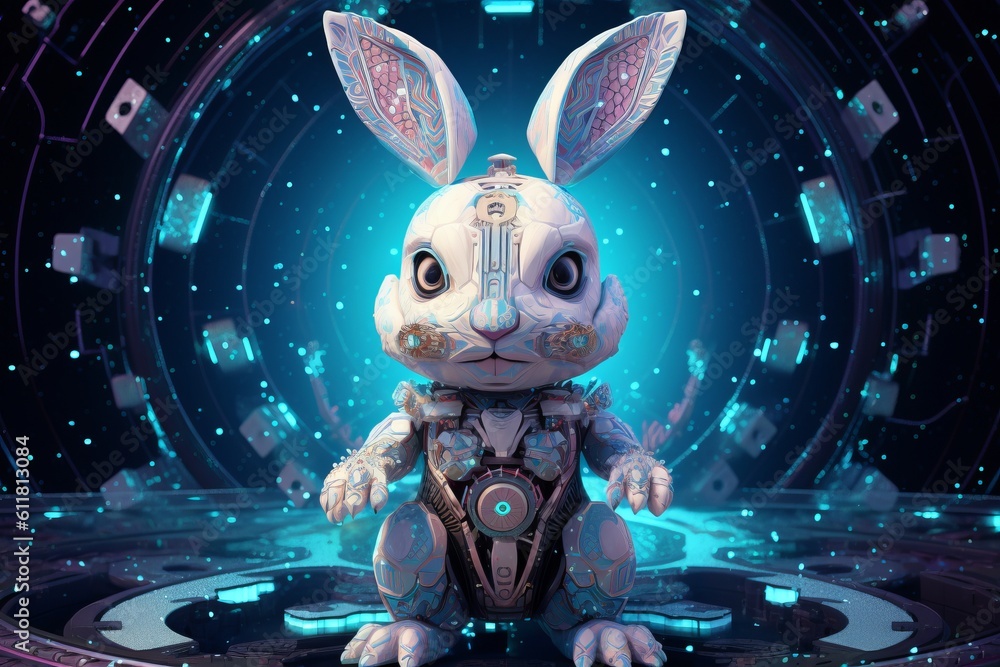 A digital rabbit from artificial intelligence represents future technology, medical care and big data, etc.