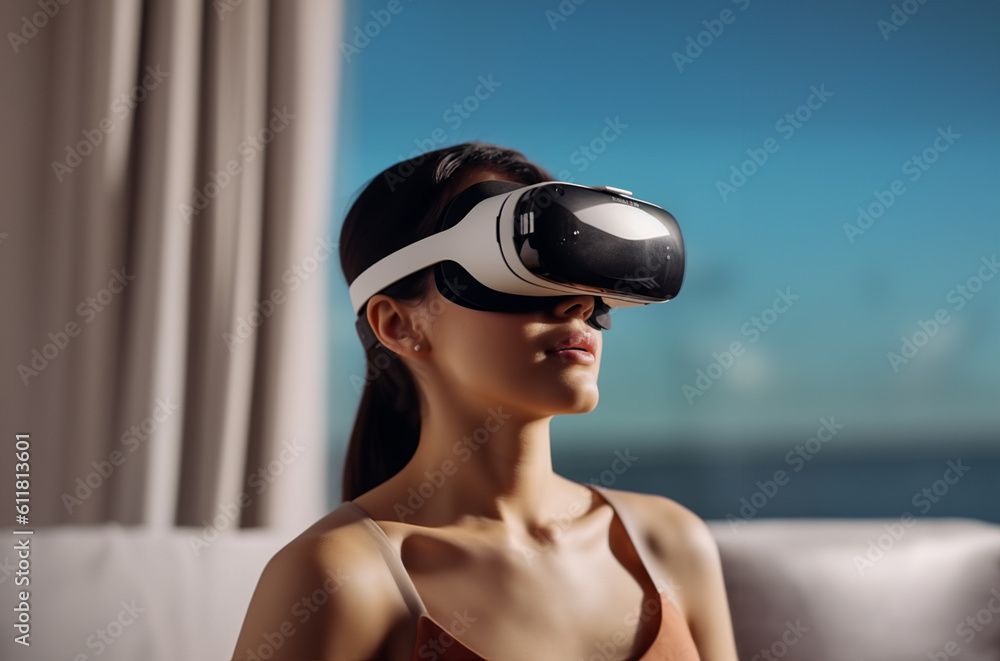 VR glasses, virtual reality, mockup, futuristic design. Generative AI VR glasses, virtual reality, mockup, futuristic design. Generative AI