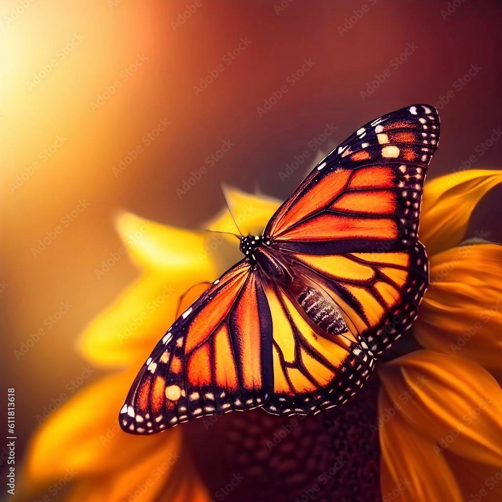 Obraz premium butterfly perched on a sunflower