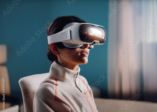 VR glasses, virtual reality, mockup, futuristic design. Generative AI