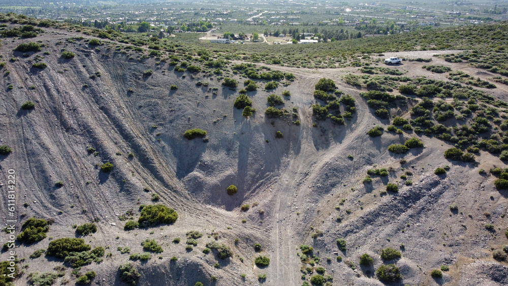OHV area with steep rutted paths going up out of the pit. Dirt bike skill challenge