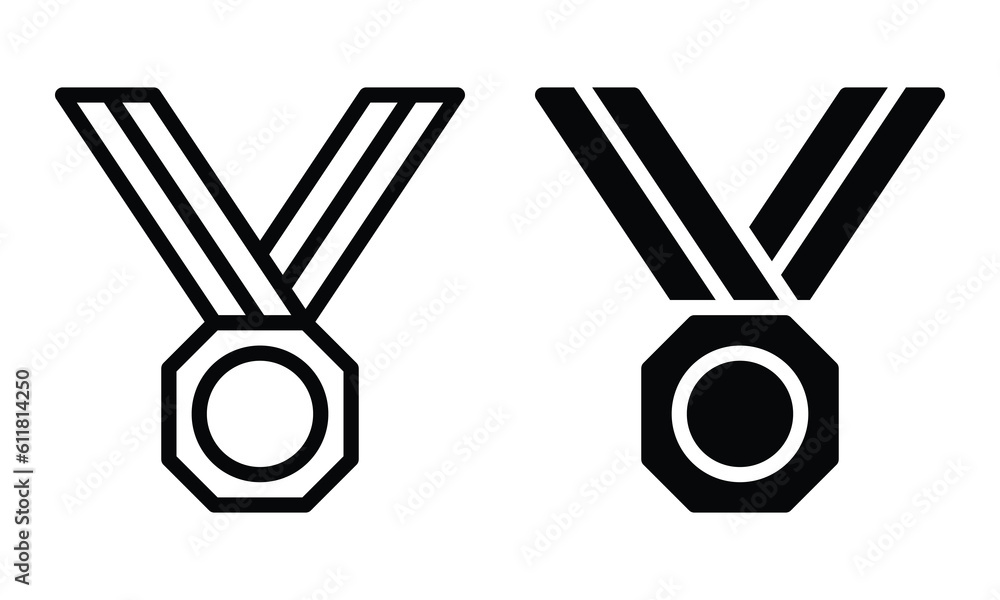 Medal icon with outline and glyph style.