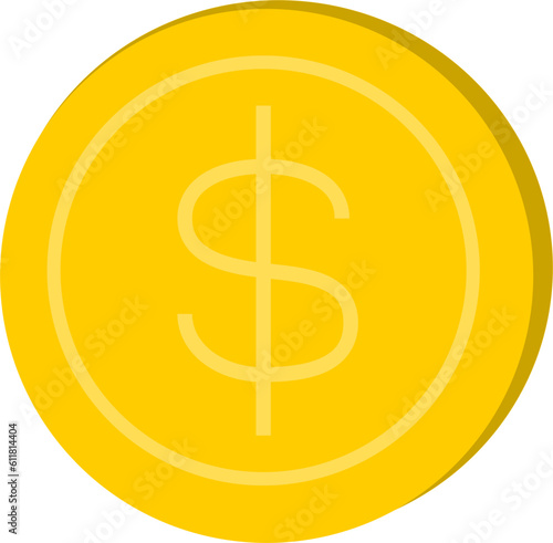 Gold dollar coin. Vector illustration.