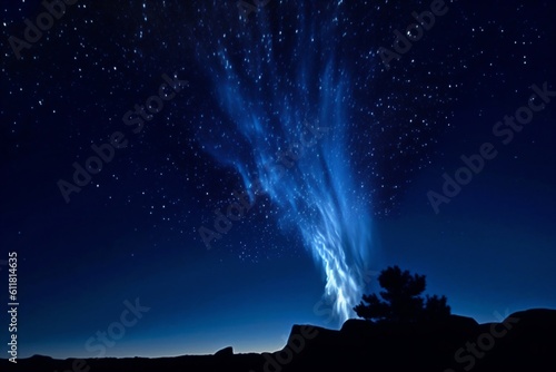 very beautiful starry sky, white smoke rises created with Generative AI technology
