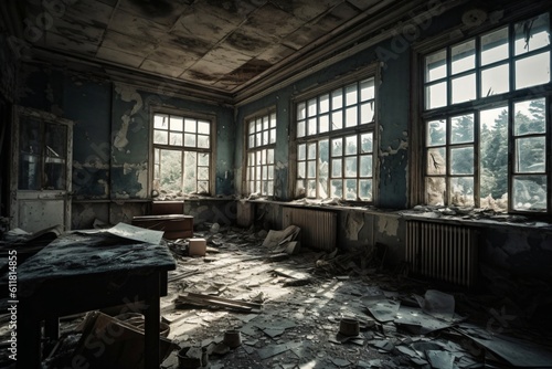old abandoned desolate room created with Generative AI technology