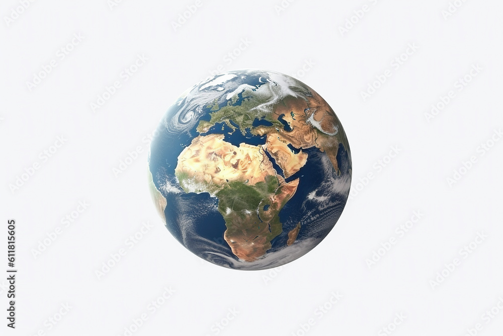 Fototapeta premium Planet Earth in a white transparent background - Generative AI