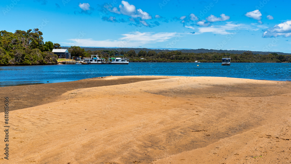 Houseboats on the Blackwood River. An iconic destination in Australia's South West, Augusta region on the Hardy Inlet.