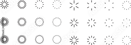 イラスト素材：シンプルな太陽のシンボルのあしらい・サンバースト・スターバースト・ベクター