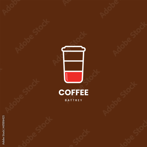 coffee energy logo, cup coffee combine with battery logo design concept, i need coffee logo template