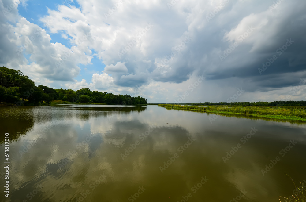 Obraz premium Charleston, South Carolina in May - Reflections of Clouds and Plants in Still Water