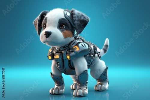 A digital dog from artificial intelligence represents future technology, medical care and big data, etc.