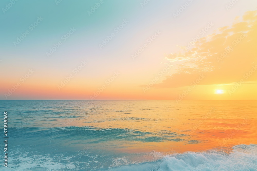 sunset on the sea, bright multi-colored sky and sun over the sea at sunrise, panorama