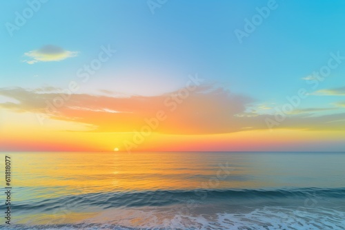 sunset on the sea  bright multi-colored sky and sun over the sea at sunrise  panorama