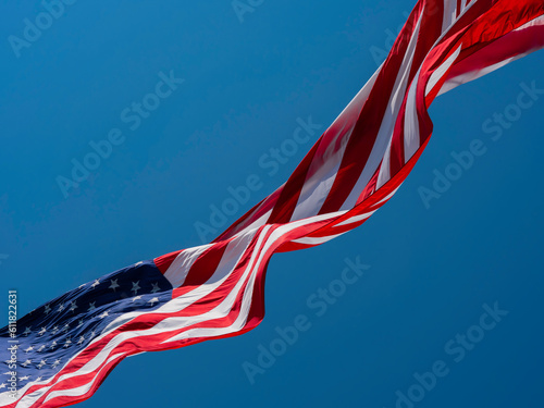American Flag Flying on Windy Day
