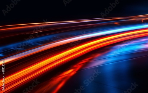 Night Rhythms: Mesmerizing Abstract Light Trails in the Urban Tapestry - High-Quality Wallpaper, Generative AI