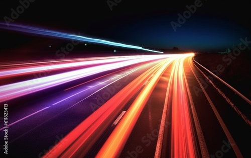 Night Rhythms  Mesmerizing Abstract Light Trails in the Urban Tapestry - High-Quality Wallpaper  Generative AI