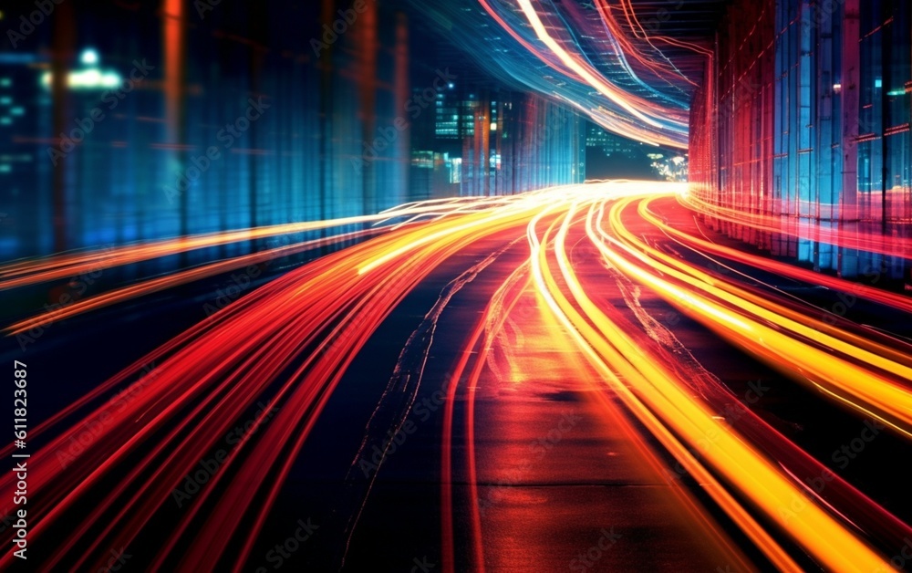 Night Rhythms: Mesmerizing Abstract Light Trails in the Urban Tapestry - High-Quality Wallpaper, Generative AI Night Rhythms: Mesmerizing Abstract Light Trails in the Urban Tapestry - High-Quality Wallpaper, Generative AI