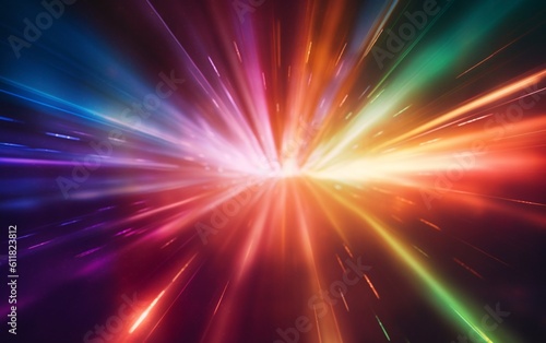 Dazzling Rainbow Spectrum: Mesmerizing Anamorphic Lens Flare Wallpaper in 8K, Dark Palette, Tightly Cropped Compositions, Cross-Processed Elegance, Generative AI