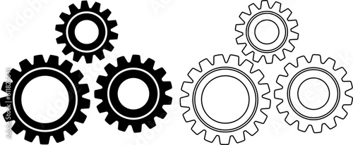 outline silhouette gear icon set