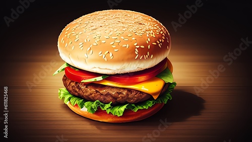 hamburger on black background