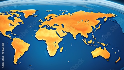 world map on blue background