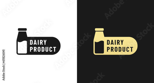 Dairy product sign or Dairy product label vector isolated in flat style. Best Dairy products sign vector for product packaging design element. Dairy product label for packaging design element.