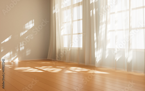 Empty room with light comes in, 3d rendering. photo